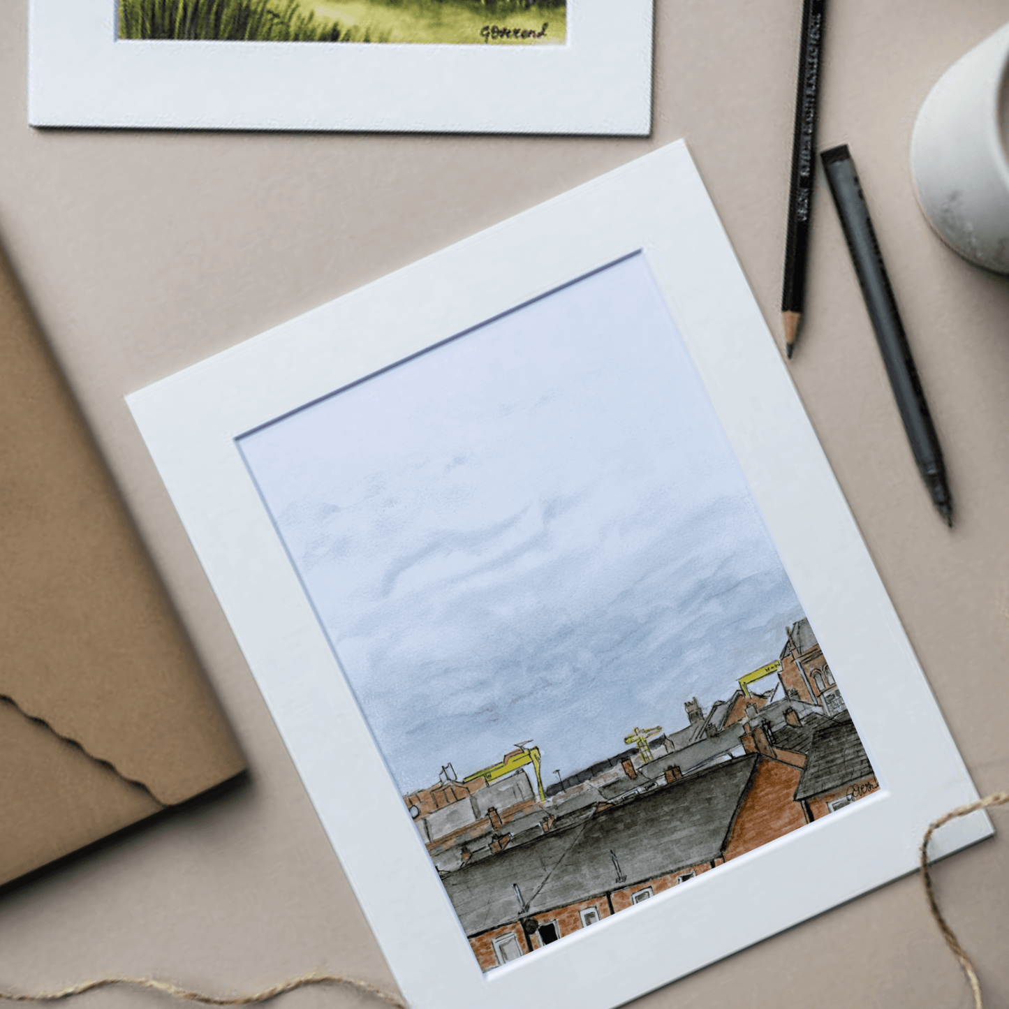 Belfast Rooftops Print Featuring Harland & Wolff Cranes