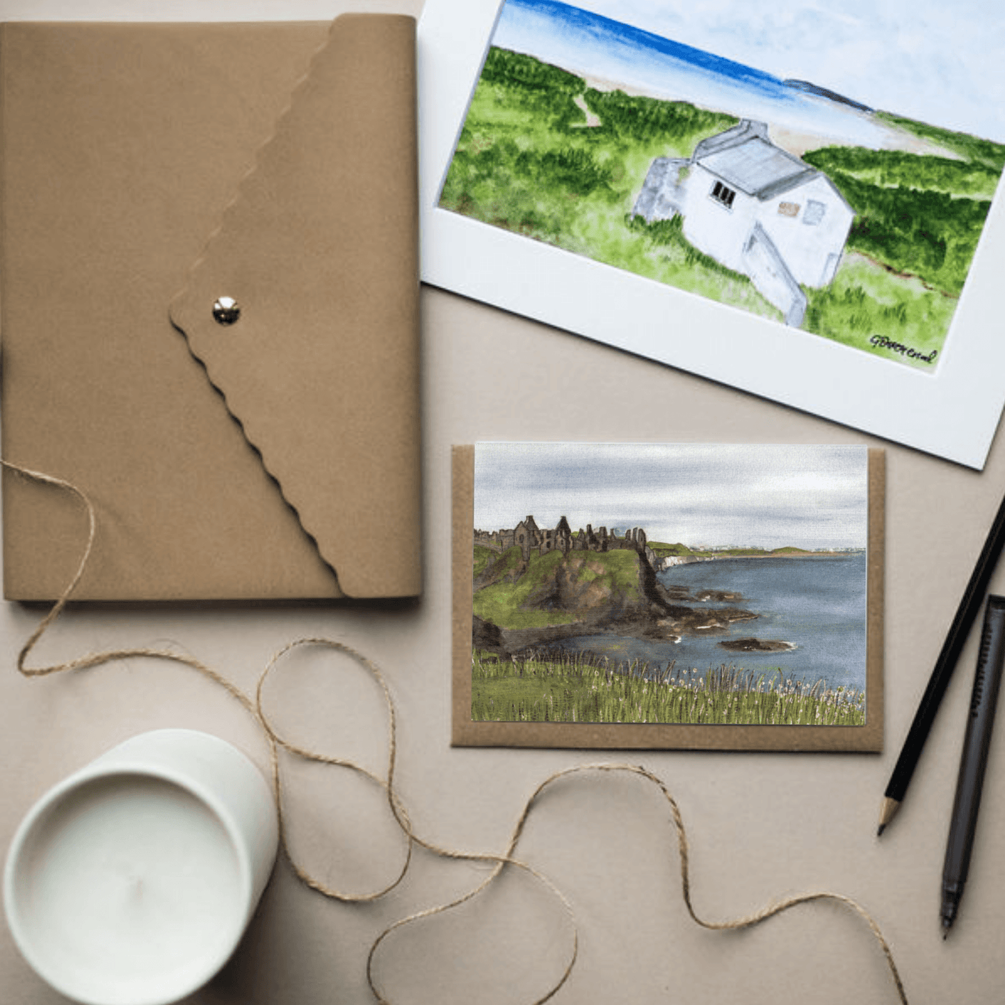 Dunluce Castle, County Antrim greeting card printed from an original watercolour by Gemma Overend.