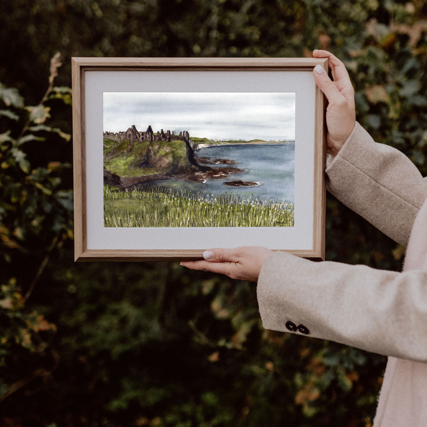 Framed Dunluce Castle, County Antrim archival art print 