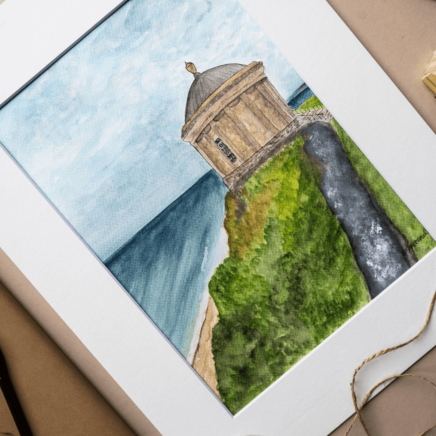 Mussenden Temple Coastal View Watercolour Original
