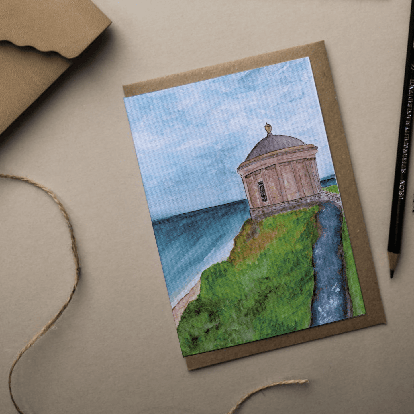 Mussenden Temple Coastal View Greeting Card