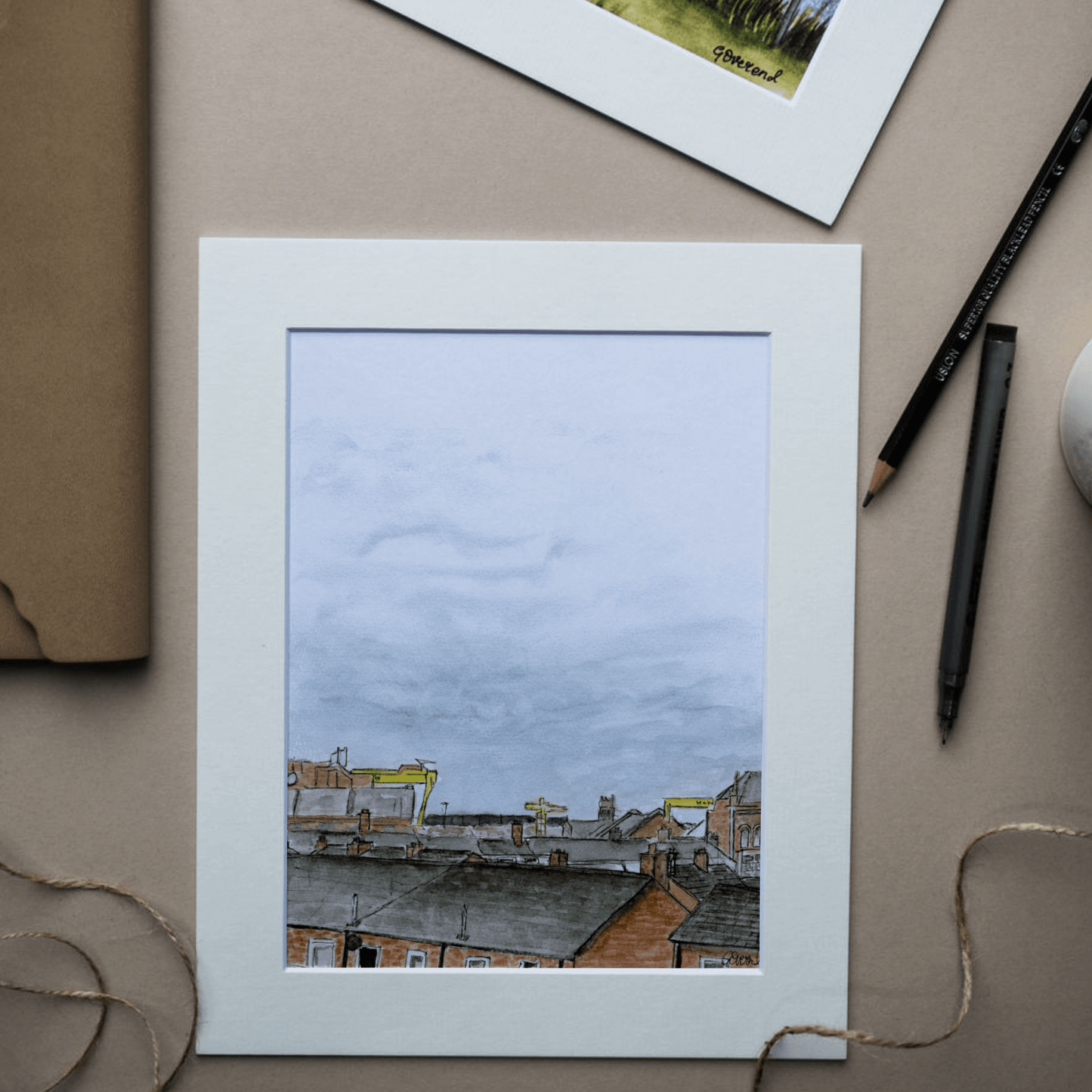 Belfast Rooftops Print Featuring Harland & Wolff Cranes