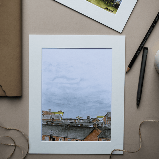 Belfast Rooftops Print Featuring Harland & Wolff Cranes
