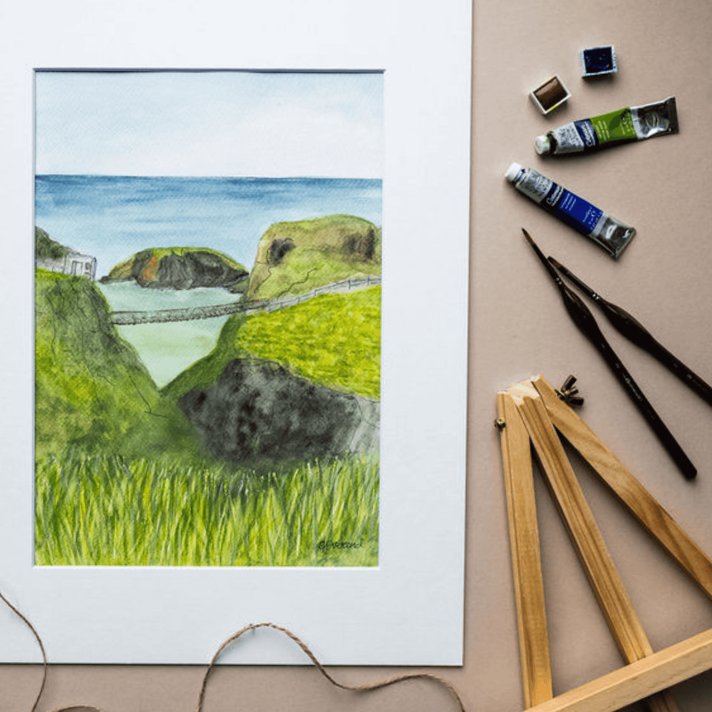Carrick-A-Rede Rope Bridge Watercolour Original