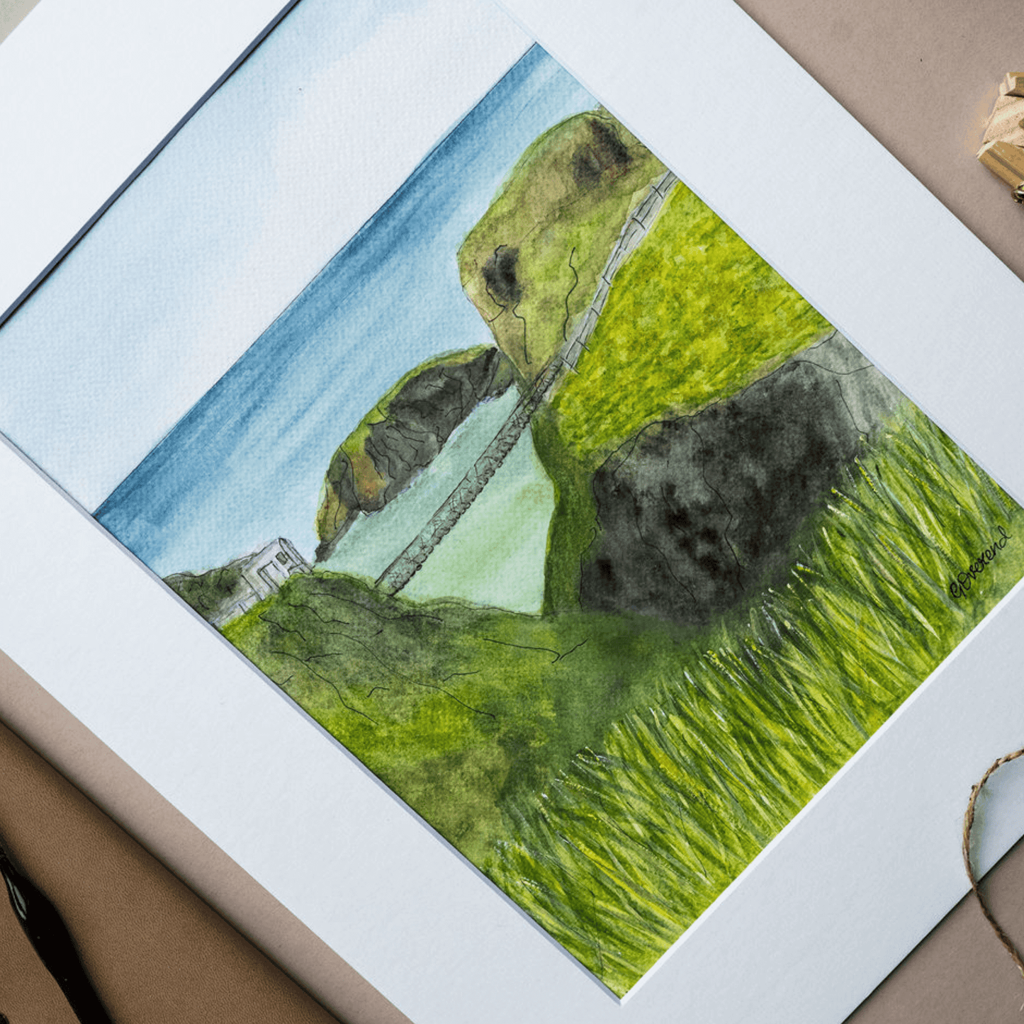 Carrick-A-Rede Rope Bridge Watercolour Original