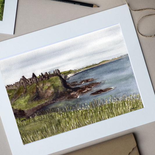 Dunluce Castle, County Antrim archival art print from an original watercolour painting by Gemma Overend.