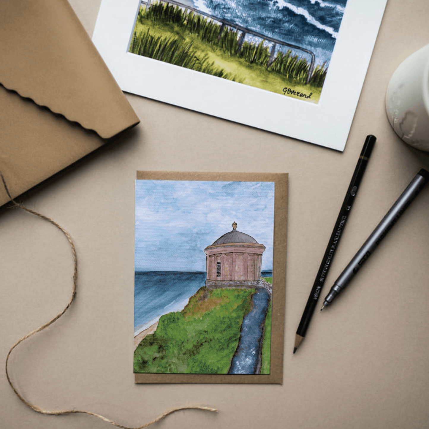 Mussenden Temple Coastal View Greeting Card