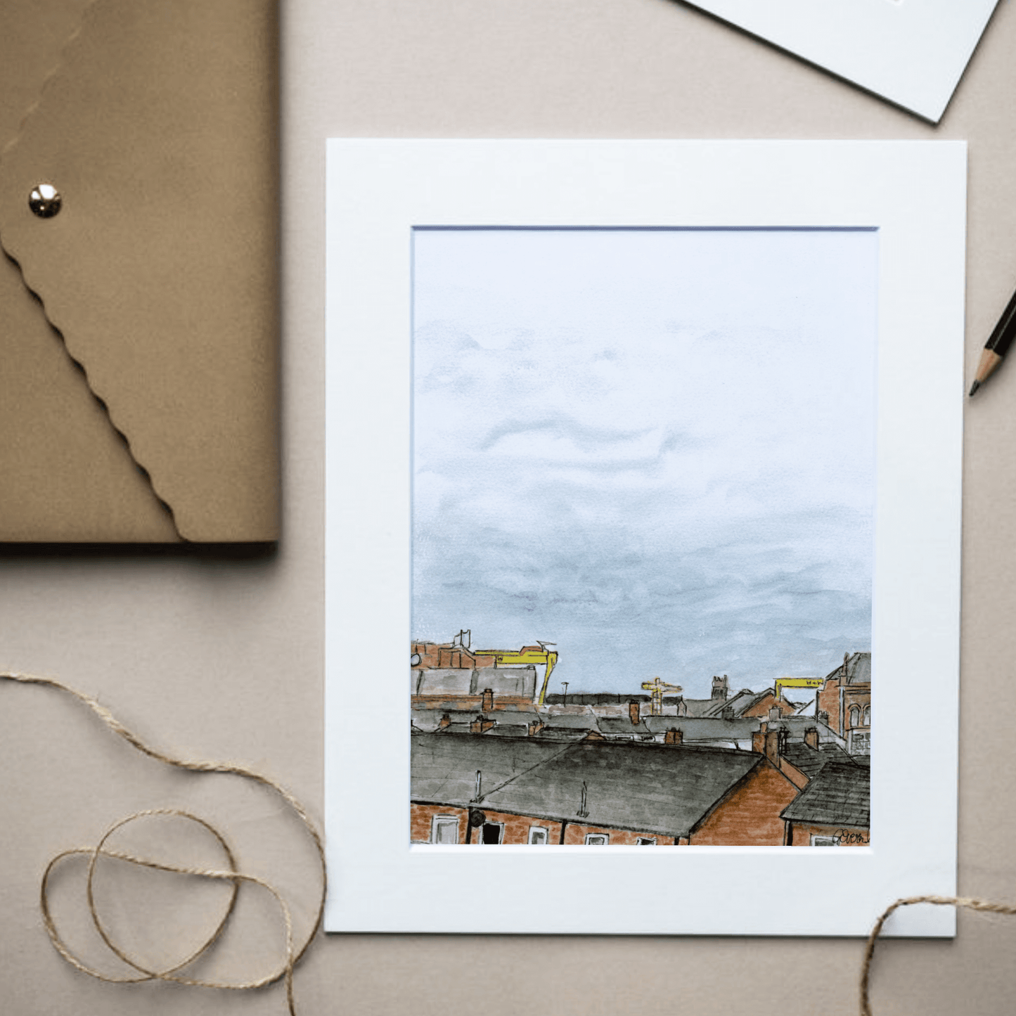 Belfast Rooftops Print Featuring Harland & Wolff Cranes